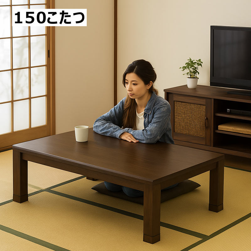 こたつ コタツ 炬燵 テーブルのみ 幅150 長方形 継脚 高さ調節機能付き 北欧 ブラウン 木製
