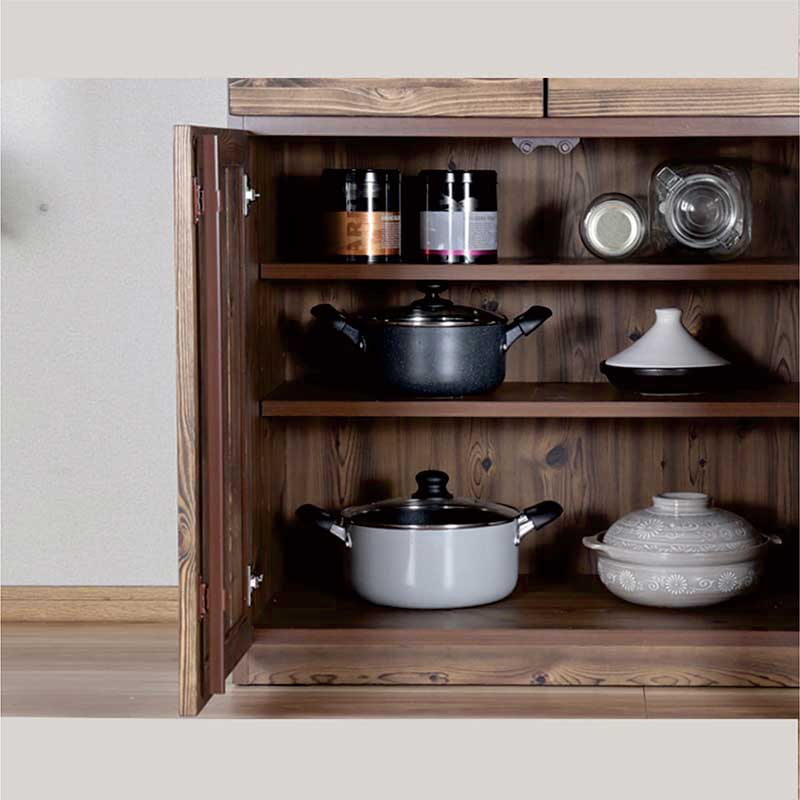 5日P9%〜 食器棚 収納 完成品 105 木製 パイン材 キッチンボード