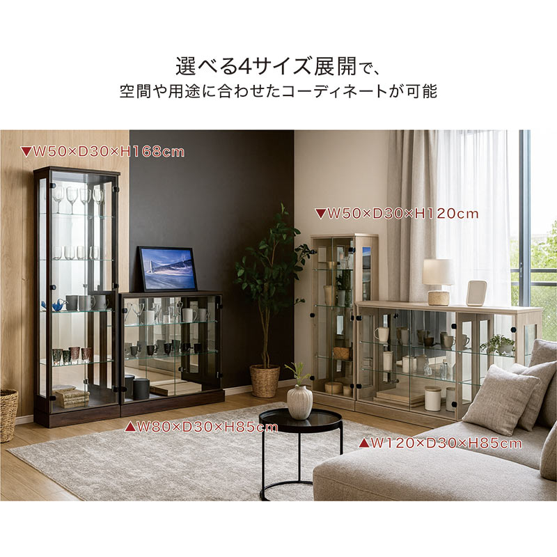 コレクションラック 幅50 高さ120 コレクションケース フィギュアケース ハイタイプ ガラス扉 棚 おしゃれ 完成品