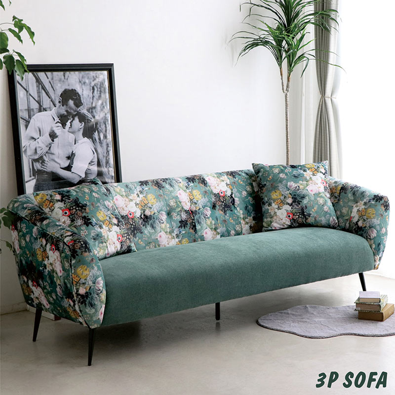 1人用ソファ 回転 おしゃれ 北欧 パーソナルチェア ファブリック 花柄