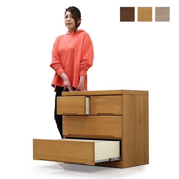 日曜日P最大15％〜桐チェスト 幅90cm 3段 キャスター付き 完成品