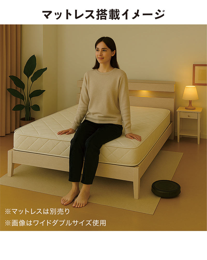 日曜日P最大15％〜クイーンベッド フレーム 収納付き すのこ 木製 LED