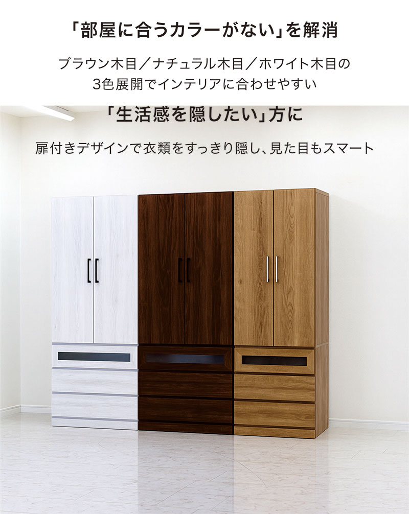 日曜日P最大15％〜ワードローブ クローゼット 幅80cm 白 国産 完成品