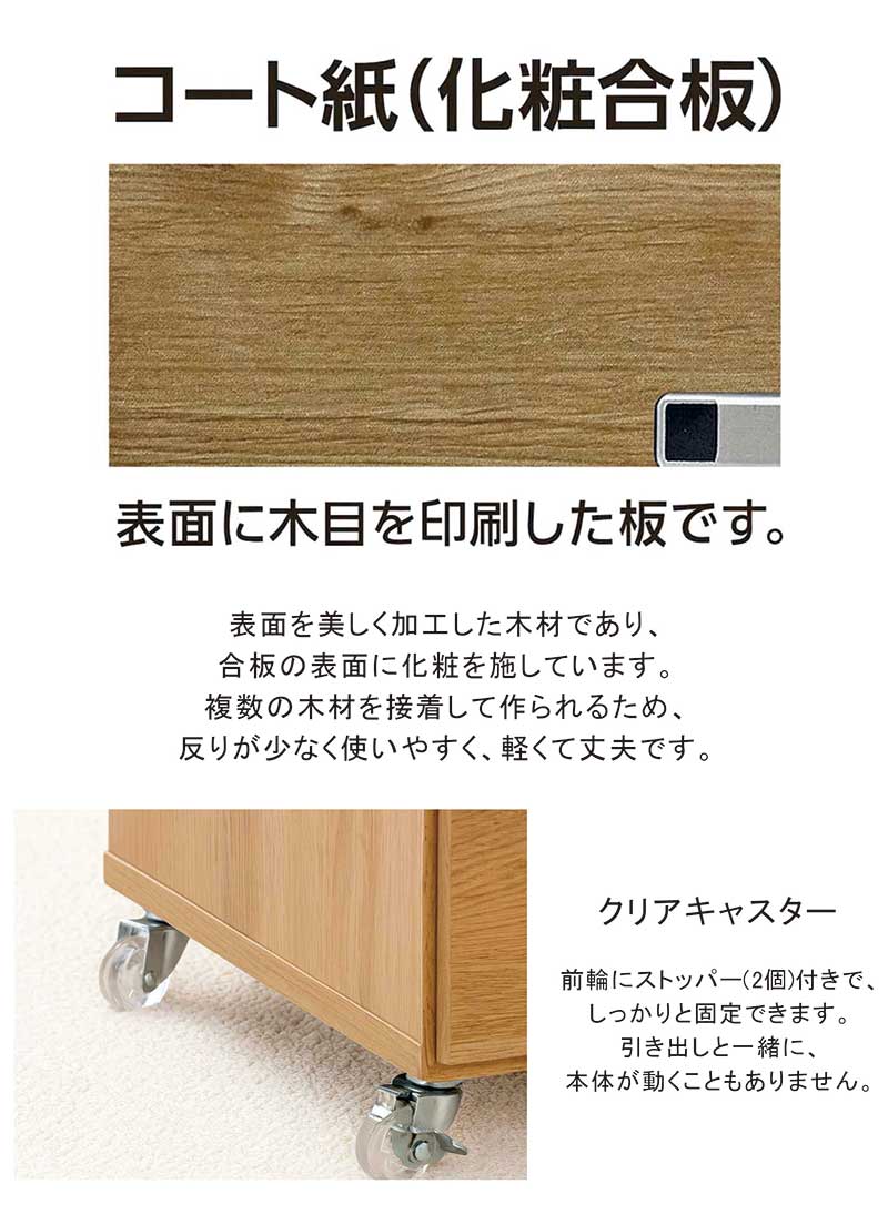 5日P9%〜 大川家具 チェスト 幅80 4段 キャスター付き クローゼット下