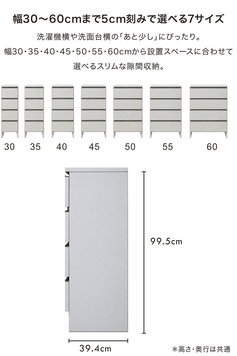 ランドリー 収納 チェスト 引き出し 隙間収納 洗面所 スリム 日本製
