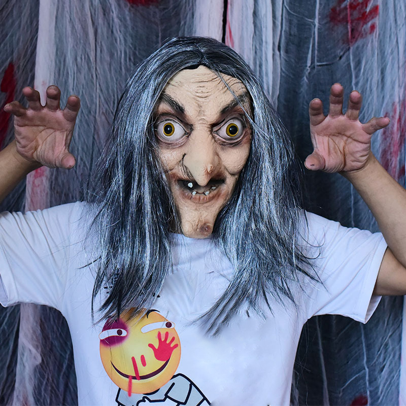 魔女 ハロウィン 老婆 呪い 鬼女 幽霊 お婆さん お化け かぶりもの ホラー マスク 妖怪 リアル お化け屋敷 ラバーマスク 変装グッズ 仮装 被り物 お面 仮面 学芸会 文化祭