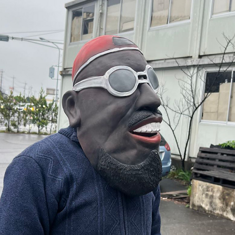 黒人 レゲエ スポーツマン 中年男 おやじ 筋肉マン かぶりもの ラバーマスク 変装グッズ 仮装 被り物 お面 仮面 学芸会 文化祭