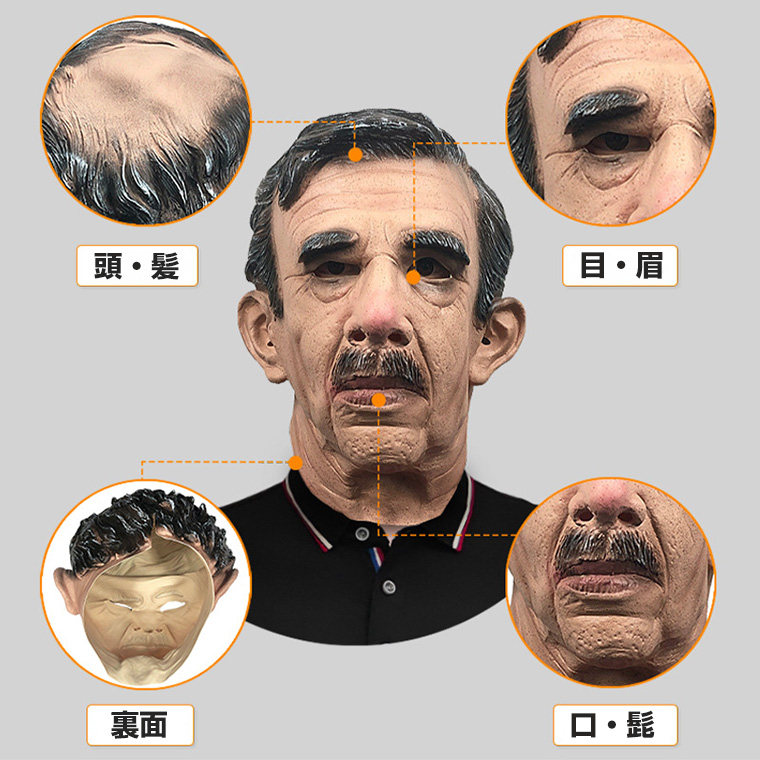老人 ダンディ おしゃれ じじ 爺 ジジイ お爺さん おやじかぶりもの ラバーマスク 変装グッズ 仮装 被り物 お面 仮面 