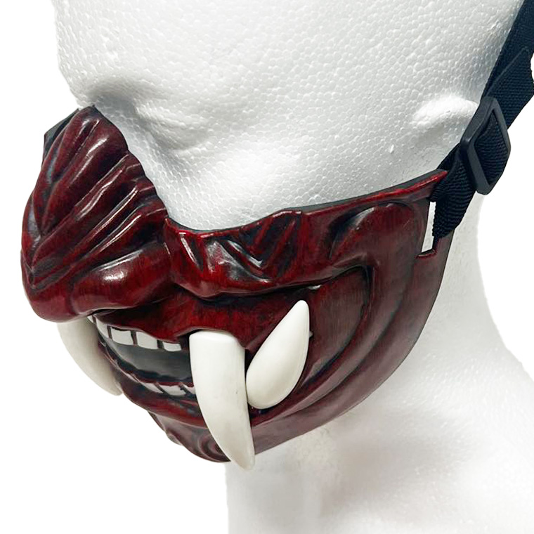般若 はんにゃ 半顔 鬼 般若の お面 仮面 能面 怖い 豆まき 節分 鬼 赤鬼 ラバーマスク 仮装 被り物 お化け屋敷 変装 ハロウィン