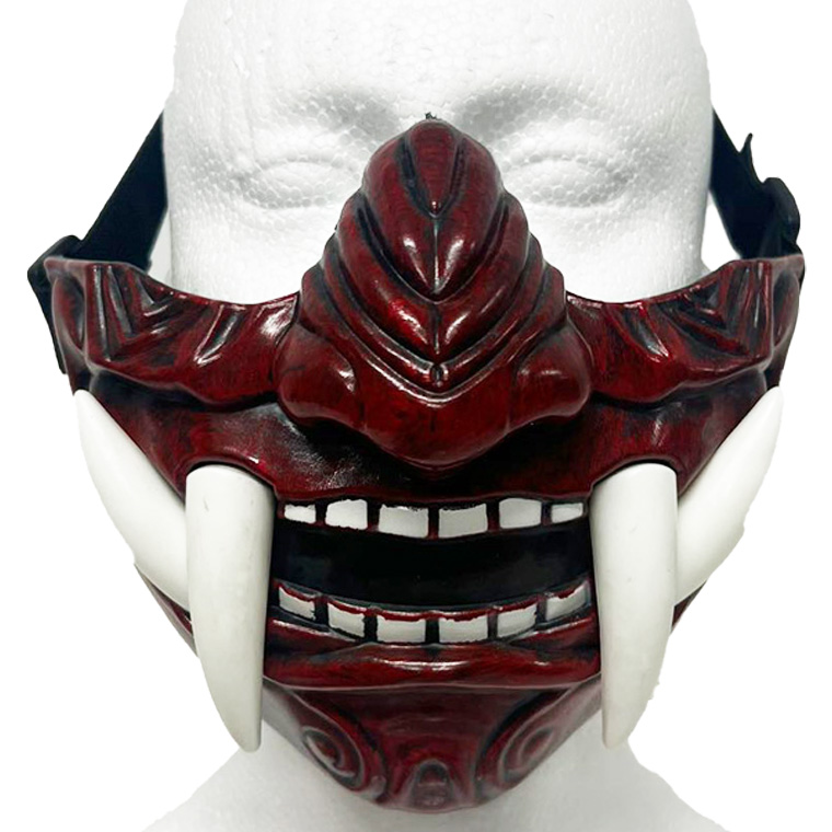 般若 はんにゃ 半顔 鬼 般若の お面 仮面 能面 怖い 豆まき 節分 鬼 赤鬼 ラバーマスク 仮装 被り物 お化け屋敷 変装 ハロウィン