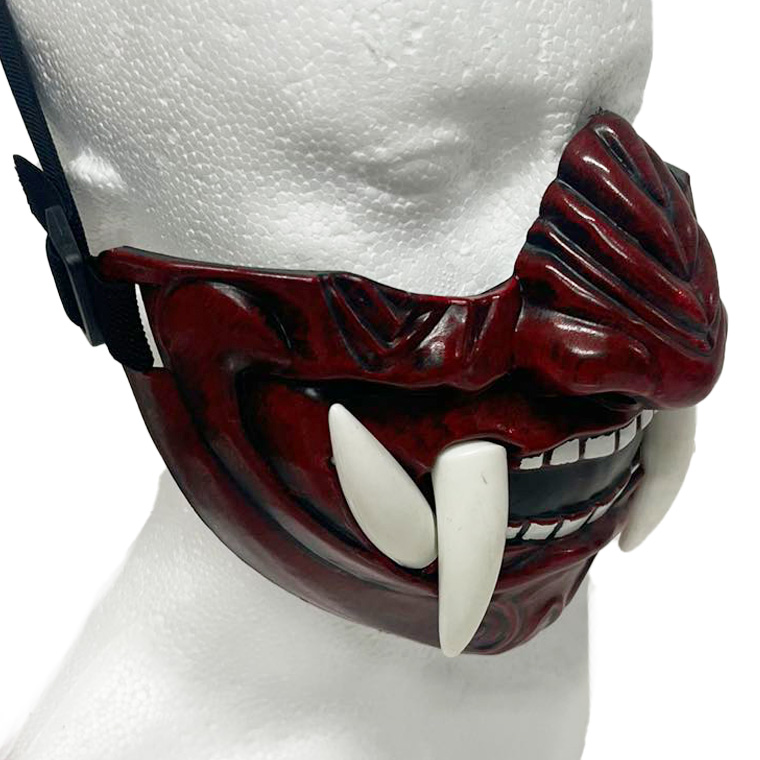 般若 はんにゃ 半顔 鬼 般若の お面 仮面 能面 怖い 豆まき 節分 鬼 赤鬼 ラバーマスク 仮装 被り物 お化け屋敷 変装 ハロウィン