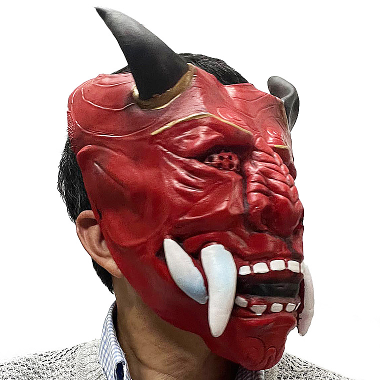 般若 はんにゃ 鬼 般若の お面 仮面 能面 怖い 豆まき 節分 鬼 赤鬼 ラバーマスク 仮装 被り物 お化け屋敷 変装 ハロウィン