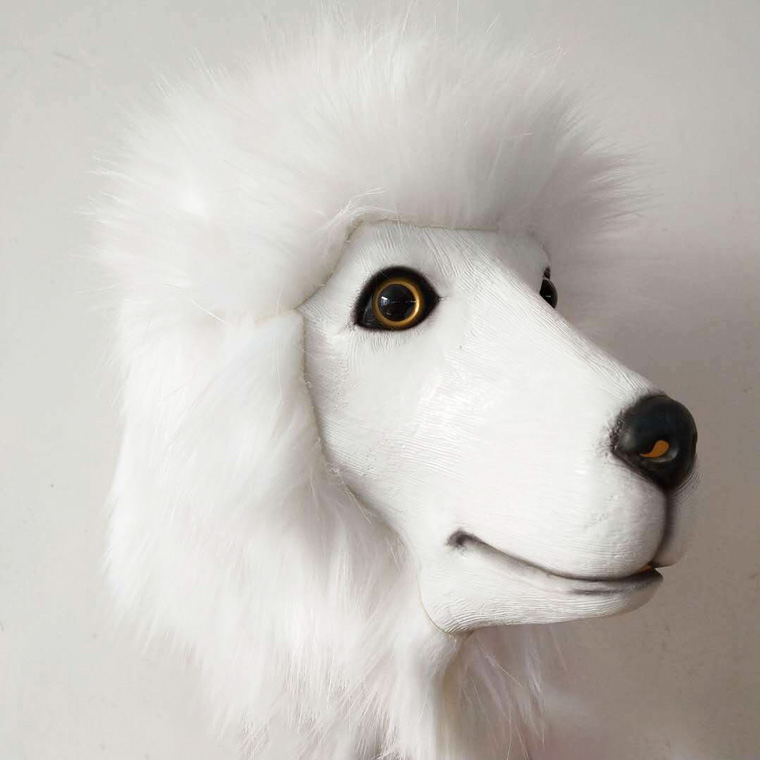 犬 マスク プードル コスプレマスク お面 仮面 サモエド アニマルマスク かぶりもの 被り物 変装
