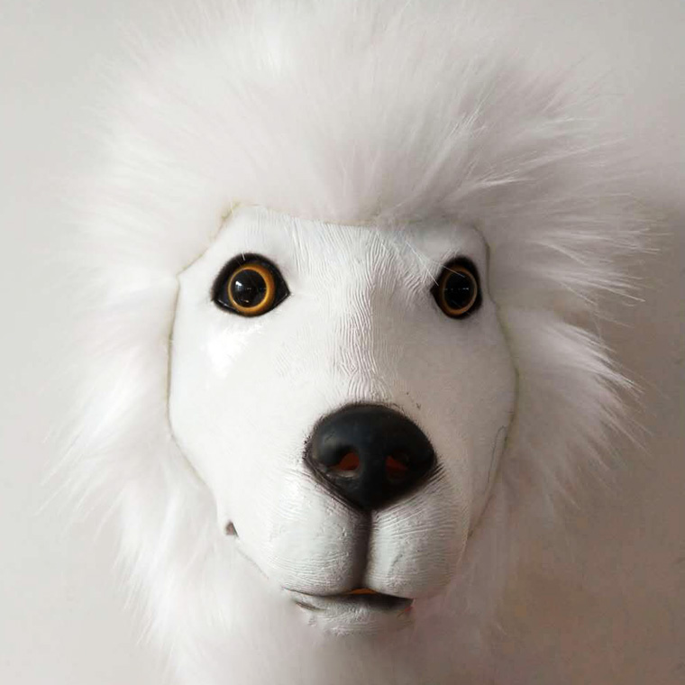 犬 マスク プードル コスプレマスク お面 仮面 サモエド アニマルマスク かぶりもの 被り物 変装