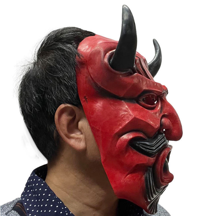 般若 はんにゃ 鬼 般若の お面 仮面 能面 怖い 豆まき 節分 鬼 赤鬼 大 魔王 魔除け 厄払い ラバーマスク 仮装 被り物 お化け屋敷 変装 ハロウィン