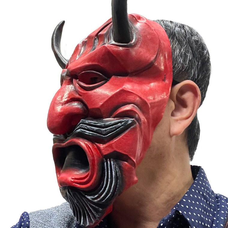 般若 はんにゃ 鬼 般若の お面 仮面 能面 怖い 豆まき 節分 鬼 赤鬼 大 魔王 魔除け 厄払い ラバーマスク 仮装 被り物 お化け屋敷 変装 ハロウィン