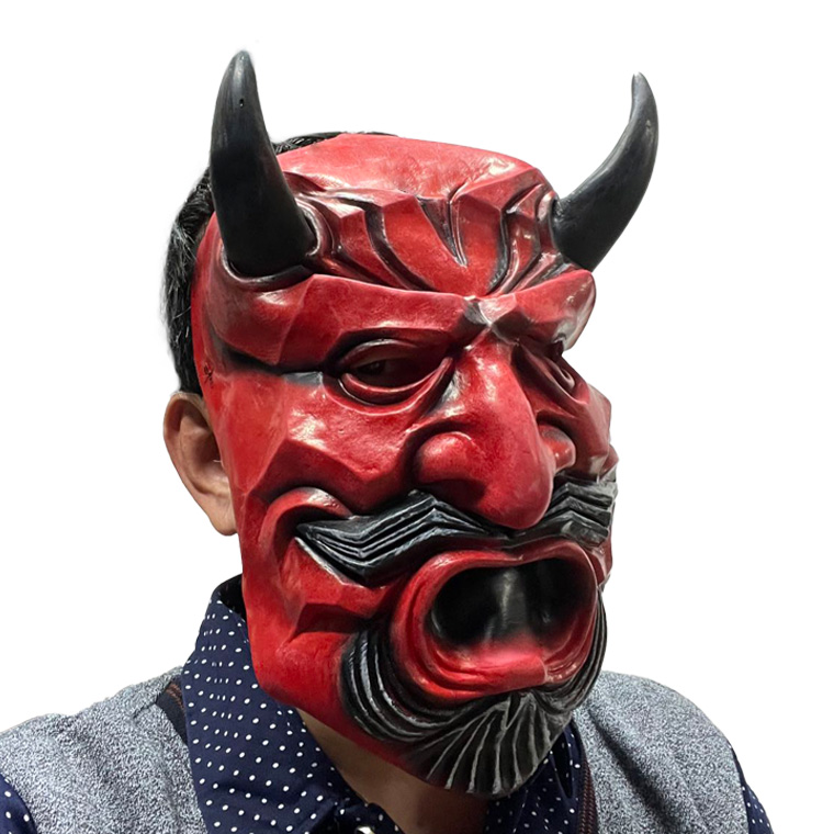 般若 はんにゃ 鬼 般若の お面 仮面 能面 怖い 豆まき 節分 鬼 赤鬼 大 魔王 魔除け 厄払い ラバーマスク 仮装 被り物 お化け屋敷 変装 ハロウィン