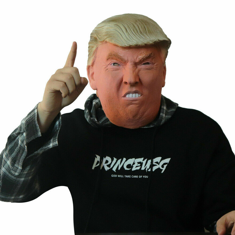トランプ 大統領 マスク お面 仮面 かぶりもの アメリカ 赤い 帽子 変人 狂人 政治家 被り物 変装グッズ 仮装 コスプレ ハロウィン ラバーマスク 学芸会 文化祭