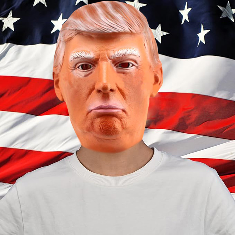 トランプ 大統領 マスク お面 仮面 かぶりもの アメリカ 赤い 帽子 変人 狂人 政治家 被り物 変装グッズ 仮装 コスプレ ハロウィン ラバーマスク 学芸会 文化祭