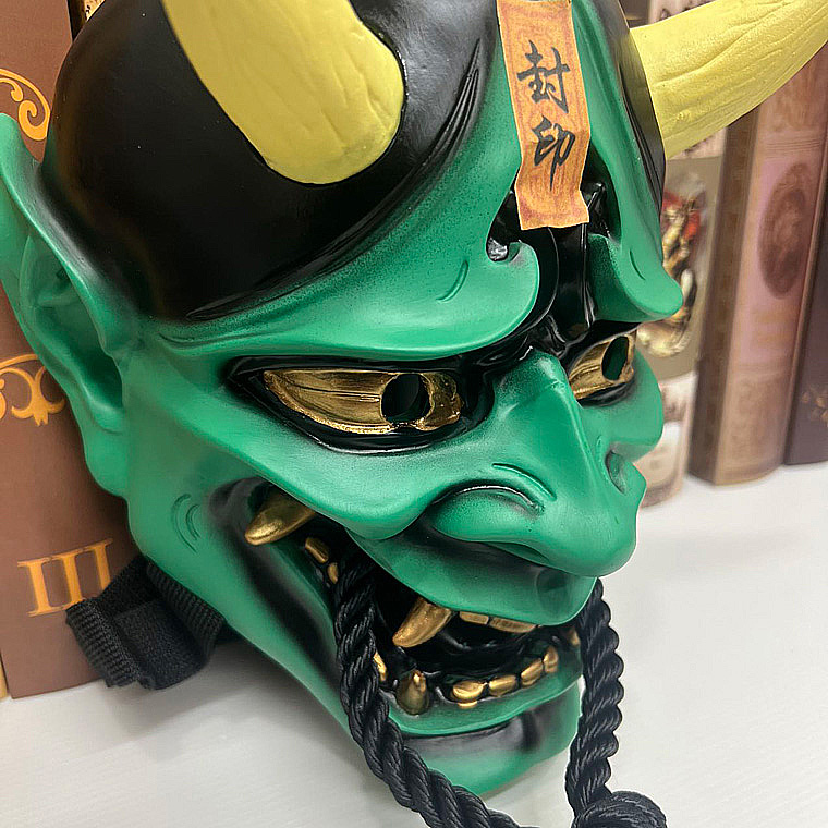 般若 はんにゃ マスク 般若の お面 仮面 緑鬼 かぶりもの 被り物 能面 豆まき 節分 鬼 黒鬼 赤鬼 紫鬼 武士 魔王 怖い 魔除け 厄払い 変装
