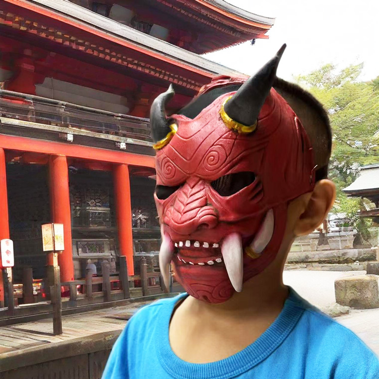 般若 はんにゃ 子供用マスク お面 赤鬼 節分 魔除け 厄除け 鬼 仮面 仮装 被り物 変装 かぶりもの ホラー