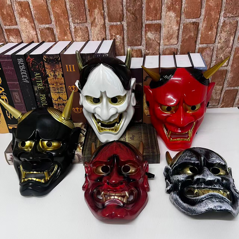 希少 般若 赤鬼 エンマ大王 マスク ハロウィン コスプレ 仮装 般若 はんにゃ マスク 般若の お面 鬼 2個セット 軽量PVC製 かぶりもの