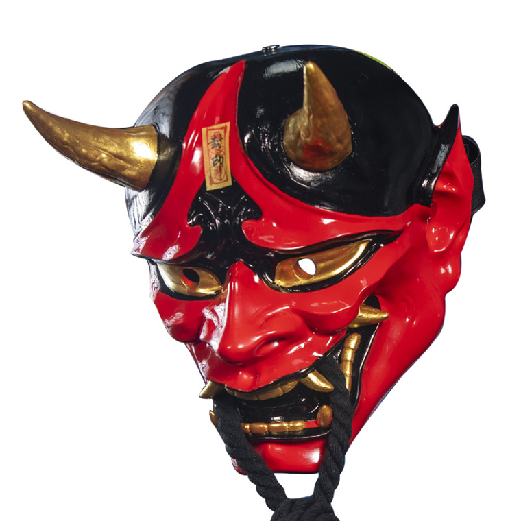 般若 はんにゃ マスク 般若の お面 樹脂型 仮面 赤鬼 赤 かぶりもの