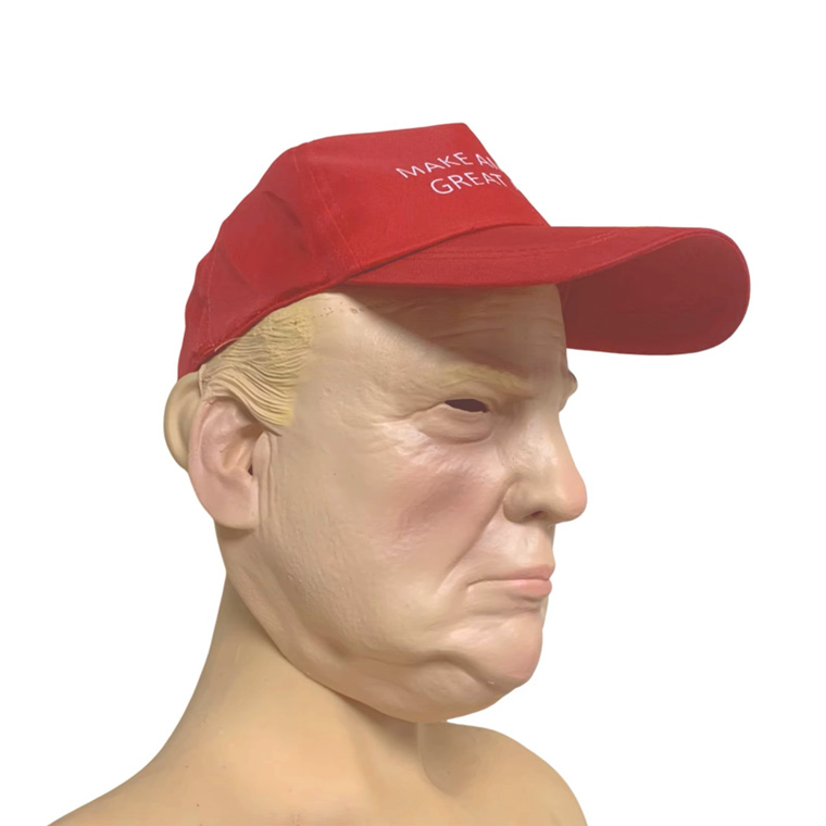 トランプ 大統領 マスク お面 仮面 かぶりもの アメリカ 赤い 帽子 変人 狂人 政治家 被り物 変装グッズ 仮装 コスプレ ハロウィン ラバーマスク 学芸会 文化祭 