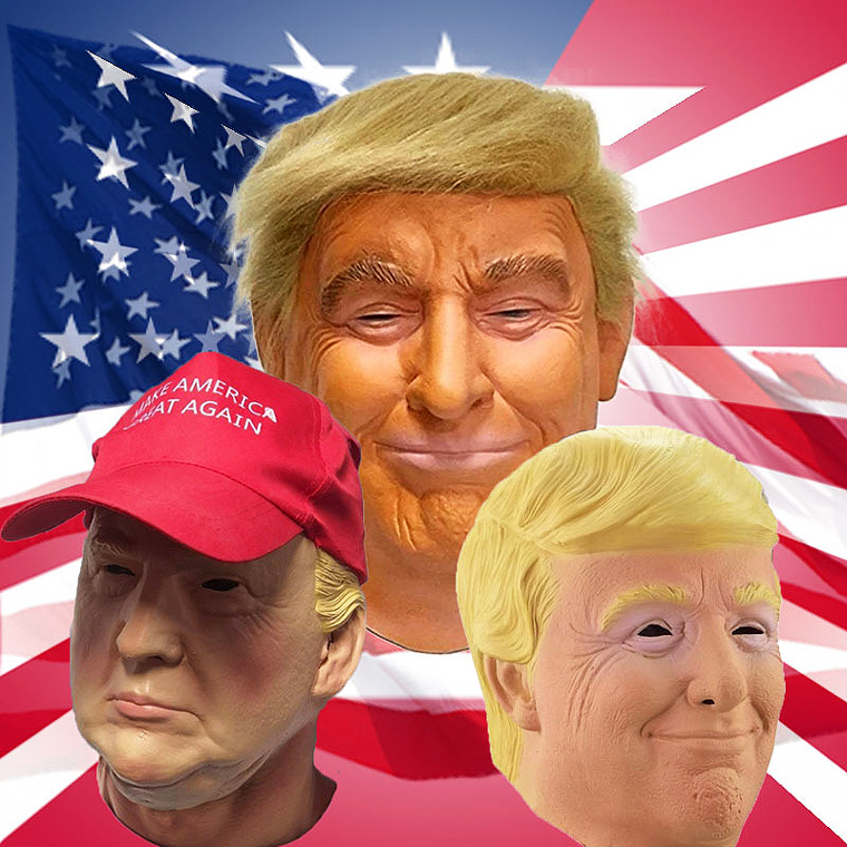 トランプ 大統領 マスク お面 仮面 かぶりもの アメリカ 赤い帽子 変人 狂人 政治家 被り物 変装グッズ 仮装 コスプレ ハロウィン ラバーマスク 学芸会 文化祭 