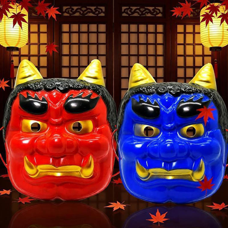 【希少・一点物】ルーマニア 伝統民俗行事 悪魔祓いのお面マスク 東欧骨董 鬼 お面 3個セット PVC 軽量 赤 青 白 節分 祭り 民芸 仮装 和風