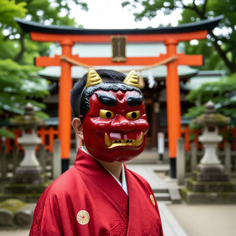 鬼 お面 3個セット PVC 軽量 赤 青 白 節分 祭り 民芸 仮装 和風