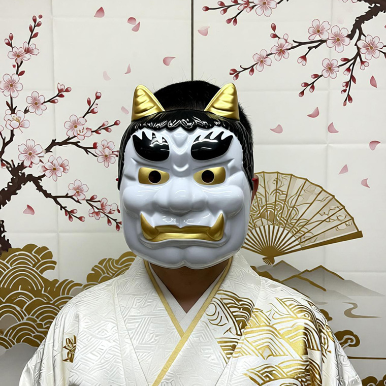 鬼 お面 3個セット PVC 軽量 赤 青 白 節分 祭り 民芸 仮装 和風