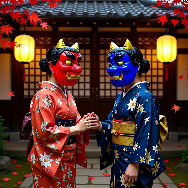 鬼 お面 3個セット PVC 軽量 赤 青 白 節分 祭り 民芸 仮装 和風