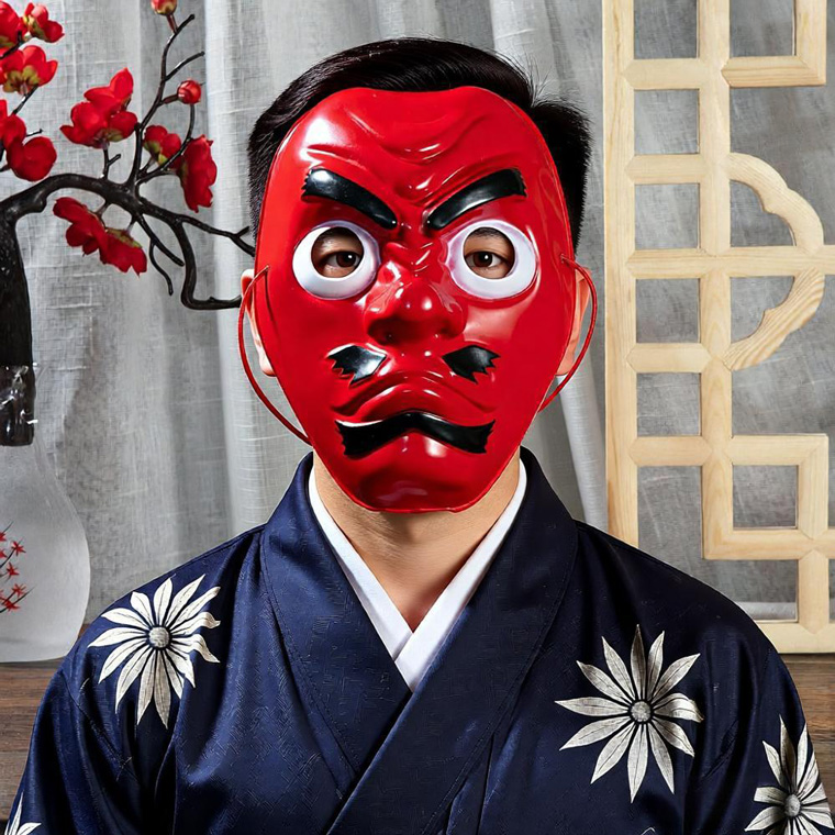 天狗 お面 2個セット PVC 軽量 スポンジ付き 赤天狗 仮装 和風 マスク 祭り コスプレ 能面 ひょっとこ おかめ おたふく 般若 