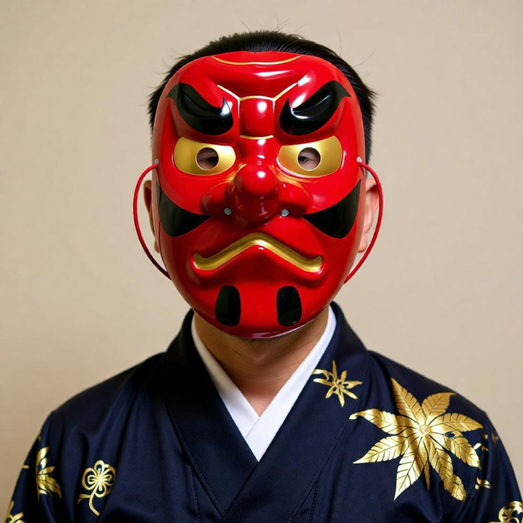 天狗 お面 2個セット PVC 軽量 スポンジ付き 赤天狗 仮装 和風 マスク