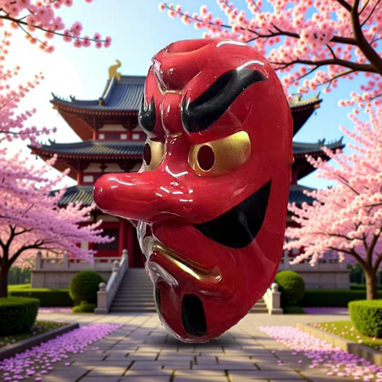 天狗 お面 2個セット PVC 軽量 スポンジ付き 赤天狗 仮装 和風 マスク