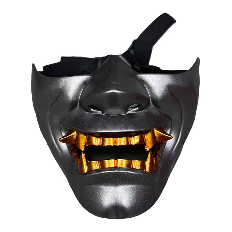 般若 はんにゃ マスク 般若の お面 半顔 樹脂 型 仮面 3色展開(赤/銀