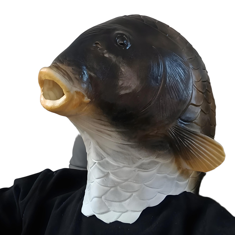 魚 コイ 鯉 黒鯉 フィッシュ マスク お面 動物マスク アニマル かぶりもの 被り物 仮面 