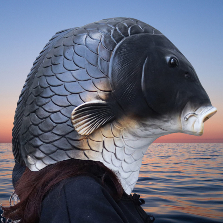 魚 コイ 鯉 黒鯉 フィッシュ マスク お面 動物マスク アニマル かぶりもの 被り物 仮面 