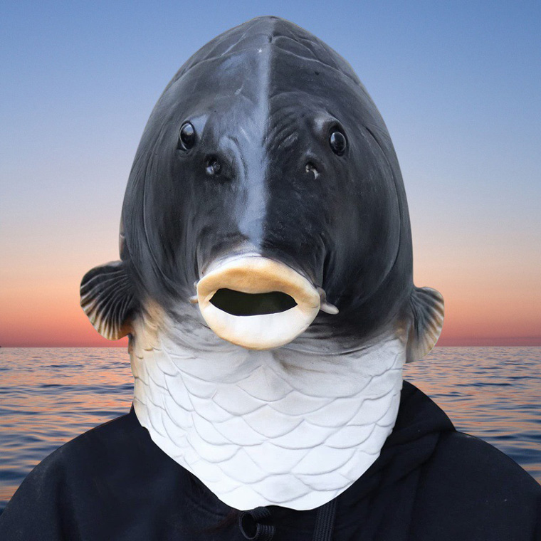 魚 コイ 鯉 黒鯉 フィッシュ マスク お面 動物マスク アニマル かぶりもの 被り物 仮面 