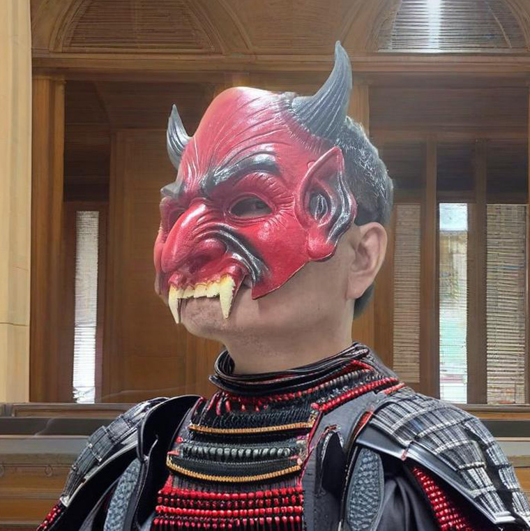赤鬼 般若 魔王 鬼 マスク 半顔 ホラー マスク EVA製 怪物 お面 アニマル 動物マスク