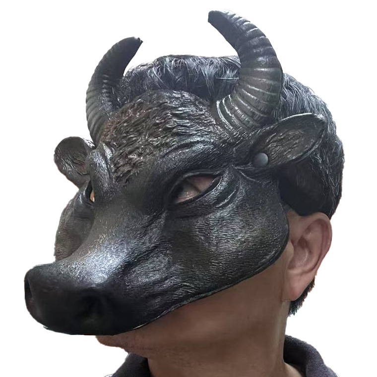 牛 ウシ 黒牛 マスク 半顔 ホラー マスク EVA製 黒牛フェイス 牛のお面 牛魔王 