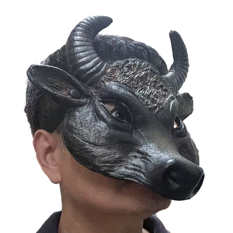 牛 ウシ 黒牛 マスク 半顔 ホラー マスク EVA製 黒牛フェイス 牛のお面 牛魔王 