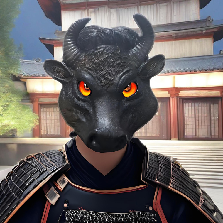 牛 ウシ 黒牛 マスク 半顔 ホラー マスク EVA製 黒牛フェイス 牛のお面 牛魔王 