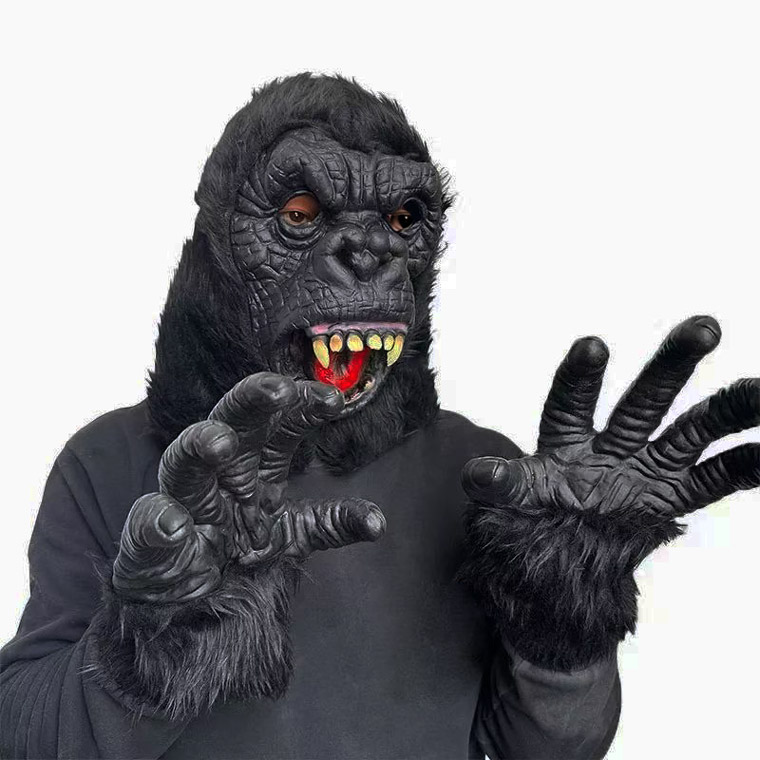 リアル ゴリラ 動物マスク 手袋セット 仮装 コスプレマスク チンパンジー サル 猿 かぶりもの 