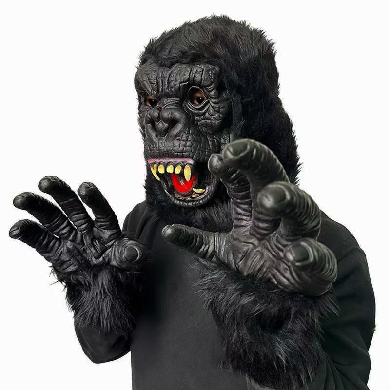 リアル ゴリラ 動物マスク 手袋セット 仮装 コスプレマスク チンパンジー サル 猿 かぶりもの 