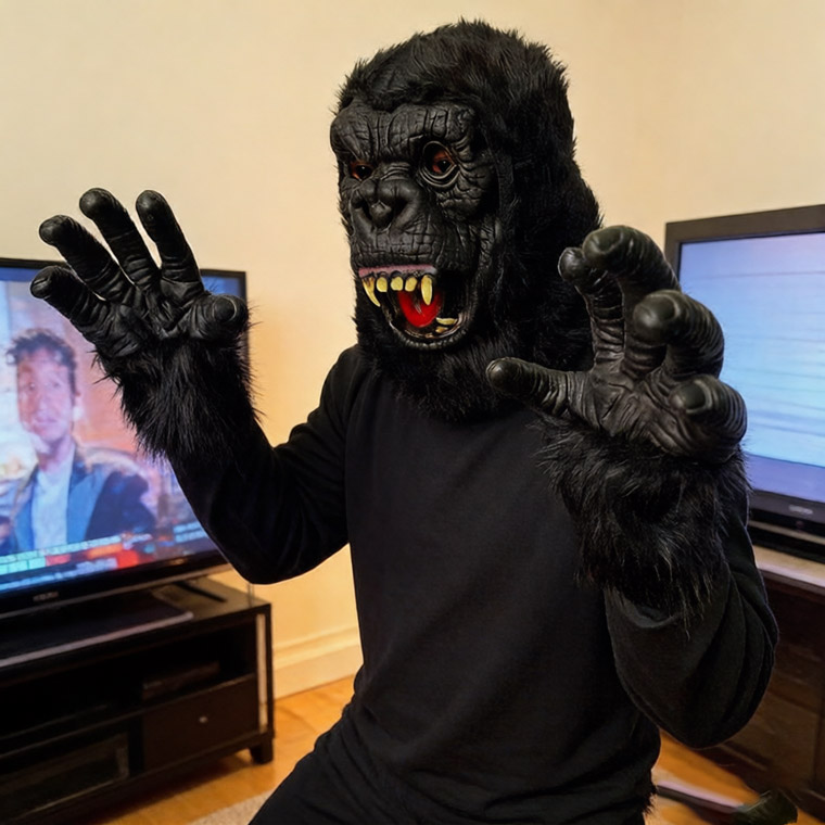 リアル ゴリラ 動物マスク 手袋セット 仮装 コスプレマスク チンパンジー サル 猿 かぶりもの 