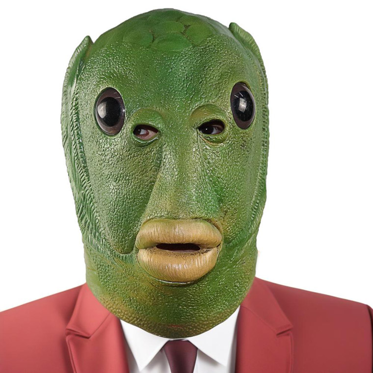 魚 魚人 半魚人 緑 の怪人 お面 マスク 仮面 グリーン フィッシュ かぶりもの 被り物 コスプレ