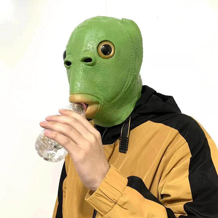 魚 魚人 半魚人 緑 の怪人 お面 マスク 仮面 グリーン フィッシュ かぶりもの 被り物 コスプレ