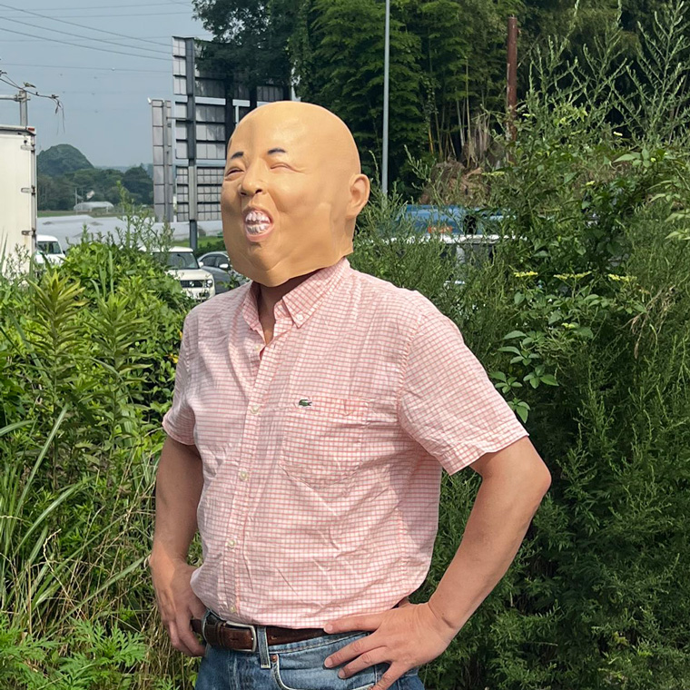 坊主 頭 可愛い 顔 ユニーク ブサイク 驚き 表情 ハゲ デブ 男性 女性 若者 中年 お面 仮面 仮装 被り物 変装 マスク かぶりもの ラバーマスク